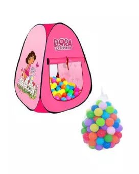 Pack Of 2 - Dora Tent House Multicolour + Soft Plastic Balls 50 PCs - The Arabian Mart